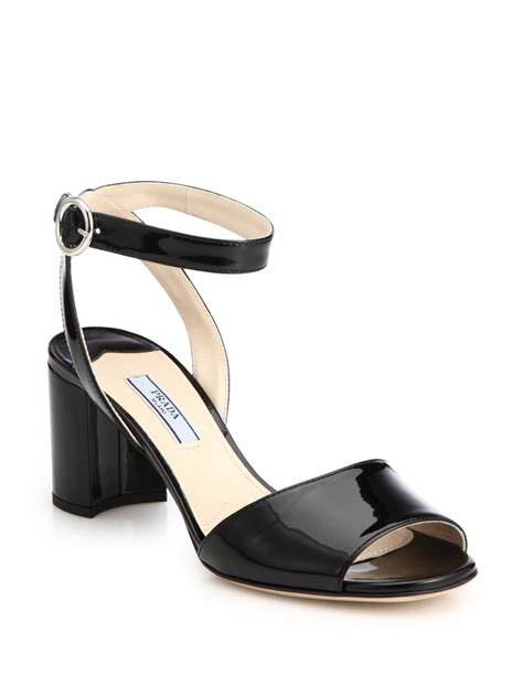 prada black flat sandals|Prada block heel sandals.